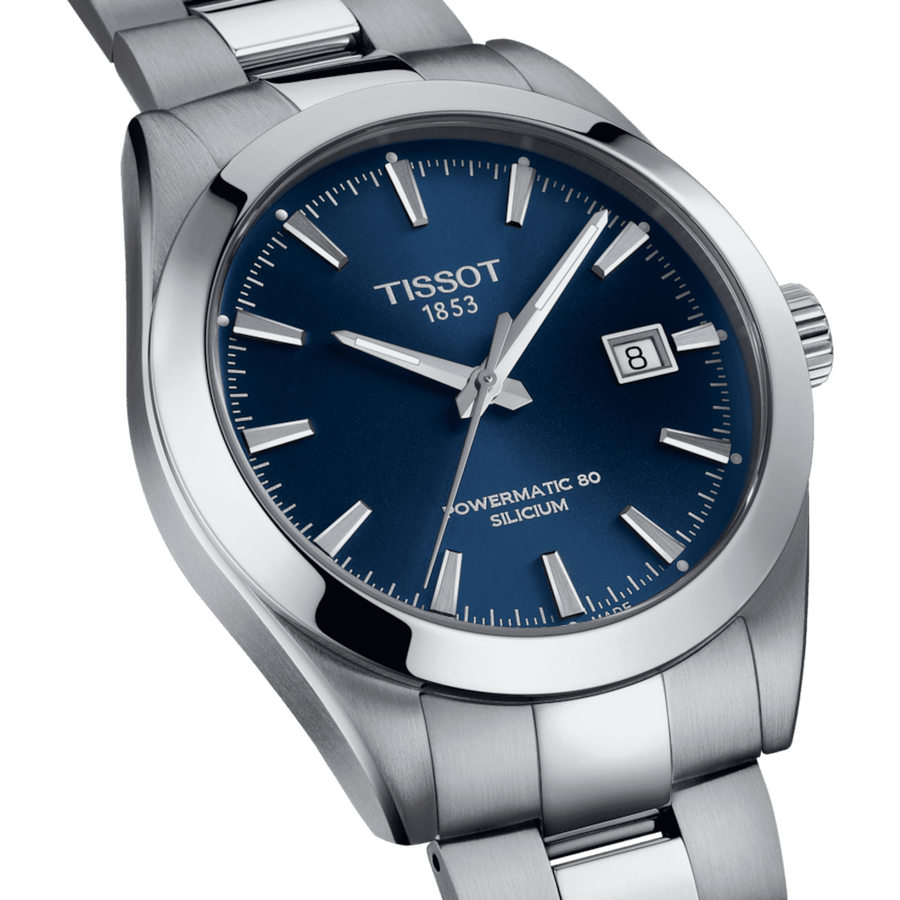 Tissot Gentlemen Powermatic 80 Silicium Blue Dial Silver Steel Strap Watch For Men - T127.407.11.041.00