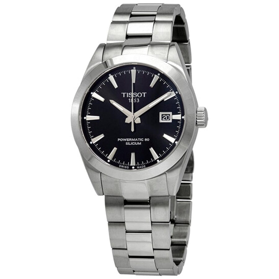 Tissot Gentleman Powermatic 80 Silicium Black Dial Silver Steel Strap Watch For Men - T127.407.11.051.00