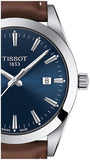 Tissot Gentleman Blue Dial Brown Leather Strap Watch For Men - T127.410.16.041.00