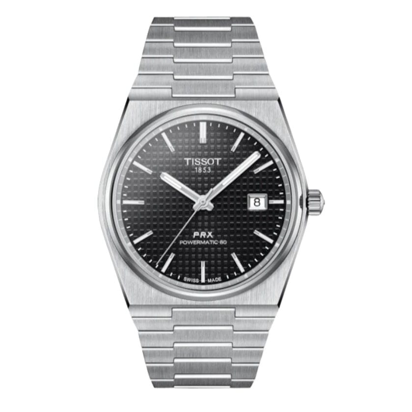 Tissot PRX Powermatic 80 Black Dial Silver Steel Strap Watch For Men - T137.407.11.051.00