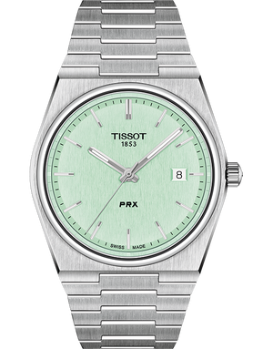 Tissot PRX Quartz Light Green Dial Silver Steel Strap Watch for Men - T137.410.11.091.01