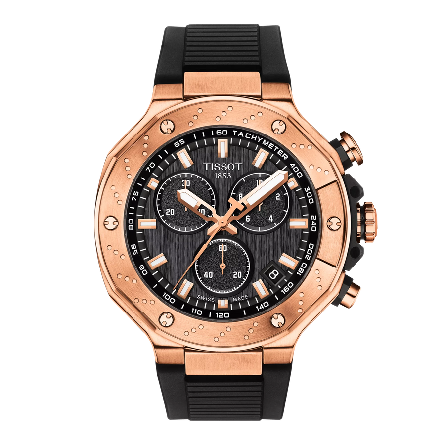 Tissot T Race Chronograph Black Dial Black Rubber Strap Watch For Men - T141.417.37.051.00