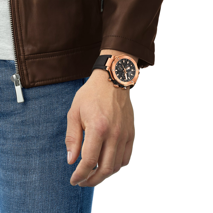 Tissot T Race Chronograph Black Dial Black Rubber Strap Watch For Men - T141.417.37.051.00