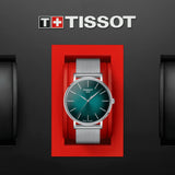 Tissot Everytime Gent Green Dial Silver Mesh Bracelet Watch for Men - T143.410.11.091.00