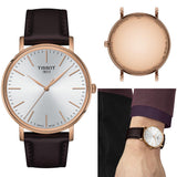 Tissot Everytime Gent Silver Dial Brown Leather Strap Watch for Men - T143.410.36.011.00