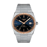 Tissot PRX Powermatic 80 Automatic 18K Gold Blue Dial Silver Steel Strap Watch for Men - T931.407.41.041.00