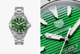 Tag Heuer Aquaracer Calibre 5 Automatic Green Dial Silver Steel Strap Watch for Men - WAY2015.BA0927