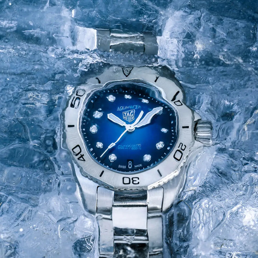 Tag Heuer Aquaracer Professional 200 Automatic Diamond Blue Dial Silver Steel Strap Watch for Women - WBP2411.BA0622