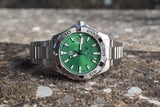 Tag Heuer Aquaracer Calibre 5 Automatic Green Dial Silver Steel Strap Watch for Men - WAY2015.BA0927