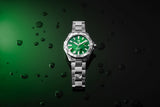 Tag Heuer Aquaracer Quartz 32mm Emerald Green Dial Silver Steel Strap Watch for Women - WBD1316.BA0740