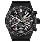 Tag Heuer Carrera Chronograph Steel & Ceramic Black Dial Black Rubber Strap Watch for Men - CBG2090.FT6145