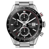 Tag Heuer Carrera Automatic Chronograph Black Dial Silver Steel Strap Watch for Men - CBM2110.BA0651