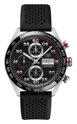 Tag Heuer Carrera Chronograph Black Dial Black Rubber Strap Watch for Men - CBN2A1AA.FT6228