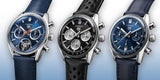 Tag Heuer Carrera Chronograph Blue Dial Blue Leather Strap Watch for Men - CBS2212.FC6535