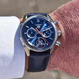 Tag Heuer Carrera Chronograph Tourbillion Blue Dial Blue Leather Strap Watch for Men - CBS5010.FC6543