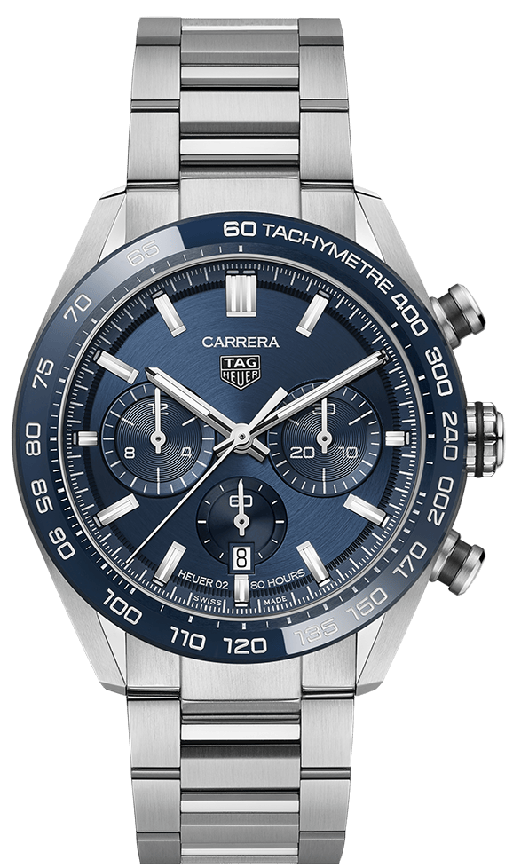 Tag Heuer Carrera Chronograph Blue Dial Silver Steel Strap Watch for Men - CBN2A1A.BA0643