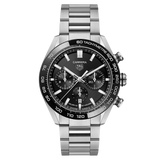 Tag Heuer Carrera Automatic Chronograph Black Dial Silver Steel Strap Watch for Men - CBN2A1B.BA0643