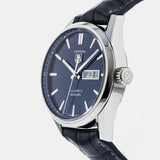 Tag Heuer Carrera Calibre 5 Automatic Blue Dial Blue Leather Strap Watch for Men - WAR201E.FC6292