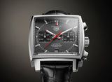 Tag Heuer Monaco Calibre 12 Final Edition Chronograph Grey Dial Black Leather Strap Watch for Men - CAW211J.FC6476