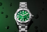 Tag Heuer Aquaracer Calibre 5 Automatic Green Dial Silver Steel Strap Watch for Men - WAY2015.BA0927