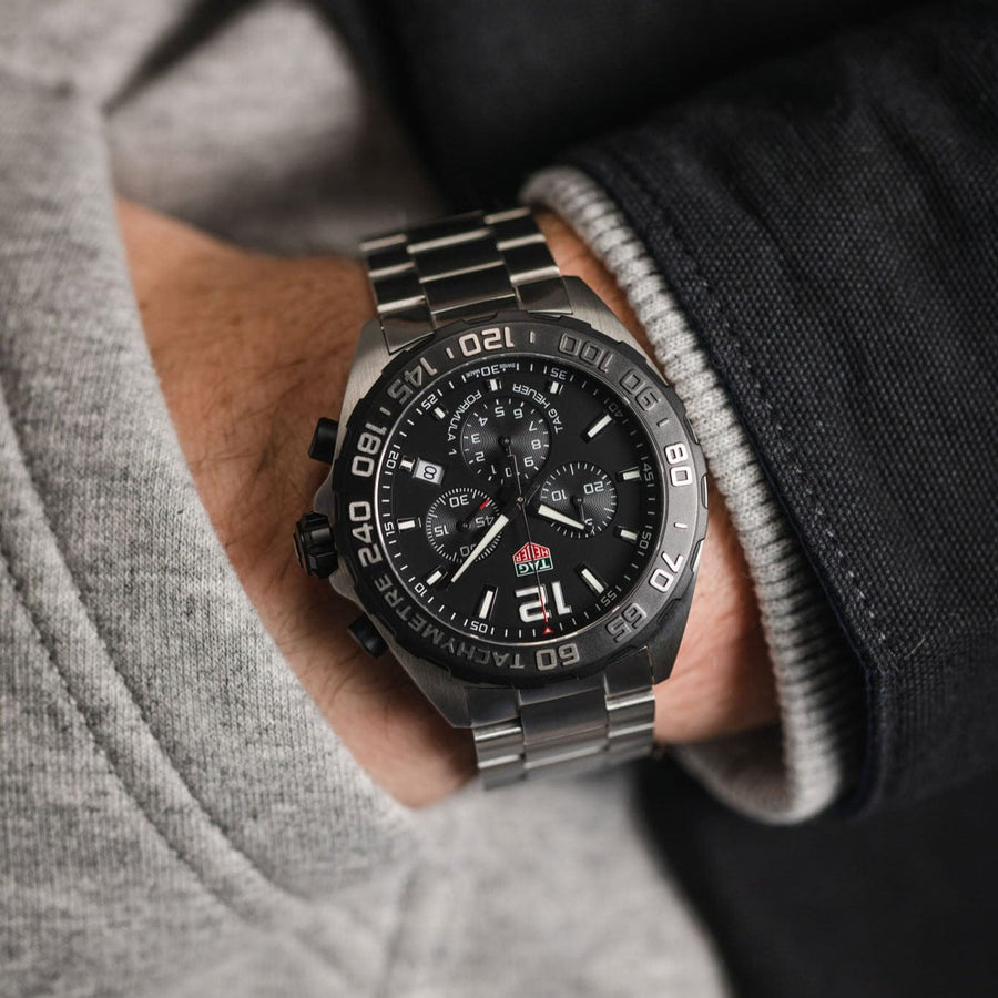 Tag Heuer Formula 1 Chronograph Black Dial Silver Steel Strap Watch for Men - CAZ1010.BA0842