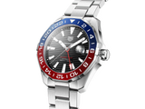 Tag Heuer Aquaracer GMT Caliber 7 Pepsi Black Dial Silver Steel Strap Watch for Men - WAY201F.BA0927