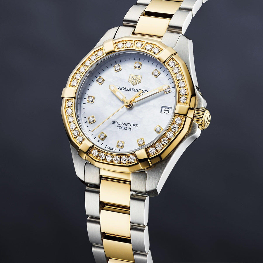 Tag Heuer Aquaracer Diamonds Mother of Pearl Dial Two Tone Steel Strap Watch for Women - WBD1323.BB0320