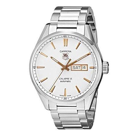Tag Heuer Carrera Calibre 5 White Dial Silver Steel Strap Watch for Men - WAR201D.BA0723