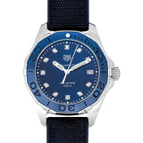 Tag Heuer Aquaracer Quartz Blue Mother of Pearl Dial Blue Textile Strap Watch for Women - WAY131L.FT6091