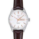 Tag Heuer Carrera Calibre 5 Automatic White Dial Brown Leather Strap Watch for Men - WAR201D.FC6291