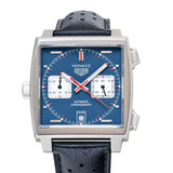 Tag Heuer Monaco Automatic Chronograph Blue Dial Black Leather Strap Watch for Men - CAW211P.FC6356