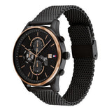 Tommy Hilfiger Weston Chronograph Black Dial Black Mesh Bracelet Watch For Men - 1710505