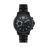 Tommy Hilfiger London Chronograph Black Dial Black Steel Strap Watch for Men - 1791529