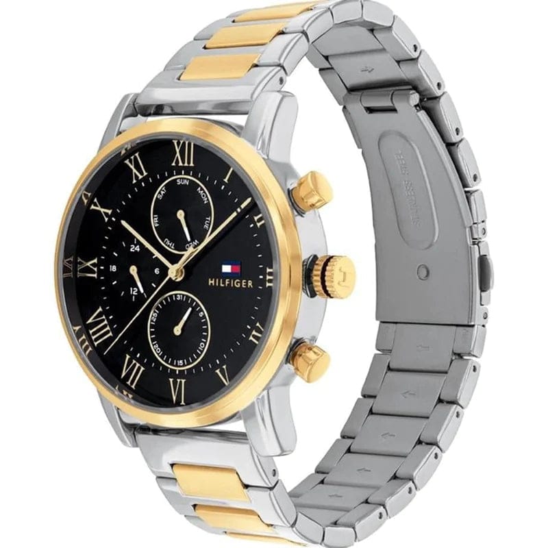 Tommy Hilfiger Analog Black Dial Two Tone Steel Strap Watch for Men - 1791539