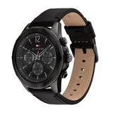 Tommy Hilfiger Lars Chronograph Black Dial Black Leather Strap Watch For Men - 1792062