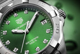 Tag Heuer Aquaracer Quartz 32mm Emerald Green Dial Silver Steel Strap Watch for Women - WBD1316.BA0740