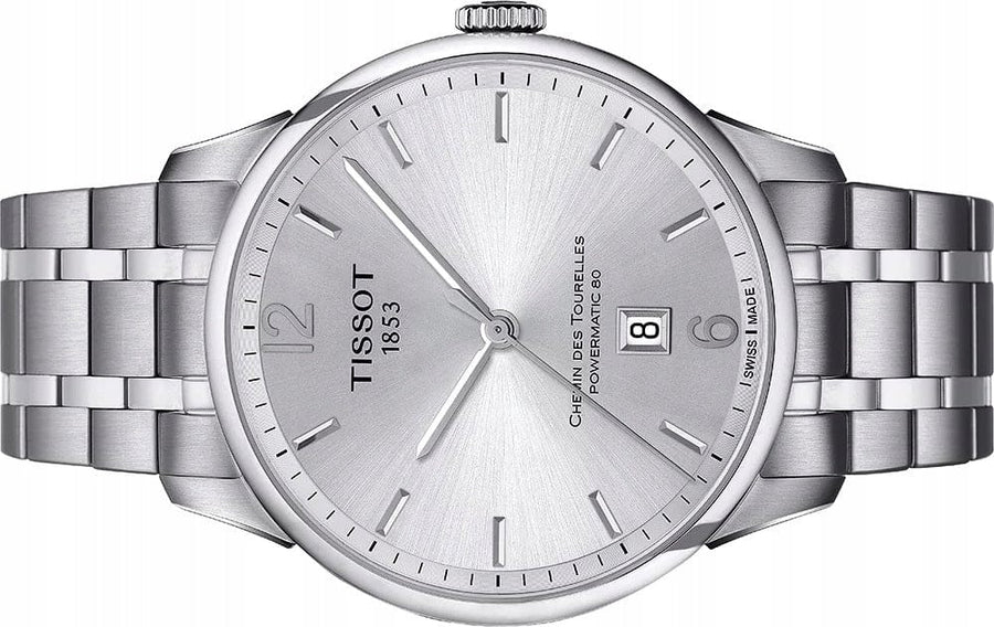 Tissot Chemin Des Tourelles Powermatic 80 Silver Dial Silver Steel Strap Watch For Men - T099.407.11.037.00