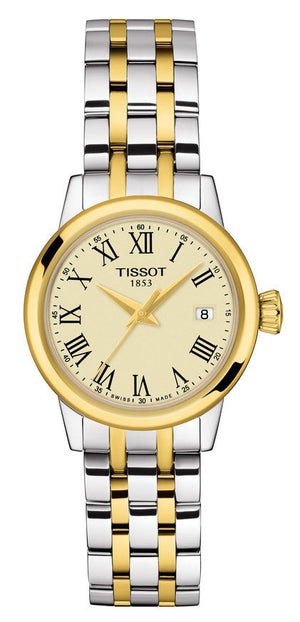 Tissot Classic Dream Lady Gold Dial Two Tone Steel Strap Watch For Women - T129.210.22.263.00