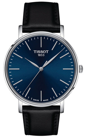 Tissot Everytime Gent Blue Dial Black Leather Strap Watch for Men - T143.410.16.041.00