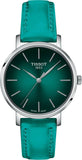 Tissot Everytime Lady Green Dial Green Leather Strap Watch for Women - T143.210.17.091.00