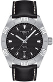 Tissot PR 100 Sport Quartz Black Dial Black Leather Strap Watch For Men - T101.610.16.051.00