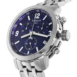 Tissot PRC 200 Chronograph Blue Dial Silver Steel Strap Watch For Men - T055.417.11.047.00