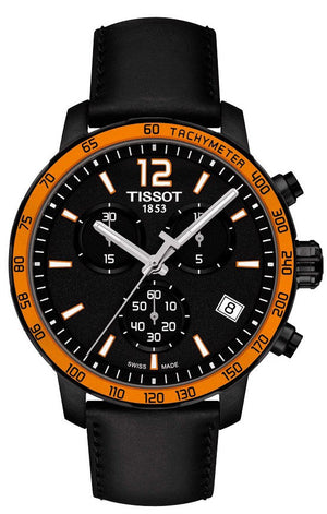 Tissot T Sport Quickster Chronograph Black Dial Black Rubber Strap Watch For Men - T095.417.36.057.01