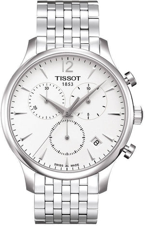 Tissot T Classic Tradition Chronograph White Dial Silver Mesh Bracelet Watch For Men - T063.617.11.037.00