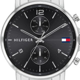 Tommy Hilfiger Daniel Black Dial Silver Steel Strap Watch for Men - 1710413