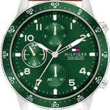 Tommy Hilfiger Jimmy Chronograph Green Dial Brown Leather Strap Watch For Men - 1791948