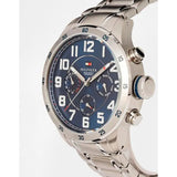 Tommy Hilfiger Trent Chronograph Blue Dial Silver Steel Strap Watch for Men - 1791053