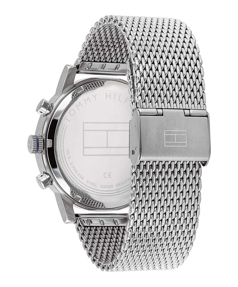 Tommy Hilfiger Kane Black Dial Silver Mesh Bracelet Watch for Men - 1710402