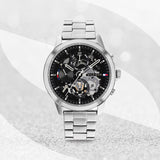 Tommy Hilfiger Henry Chronograph Black Dial Silver Steel Strap Watch For Men - 1710477