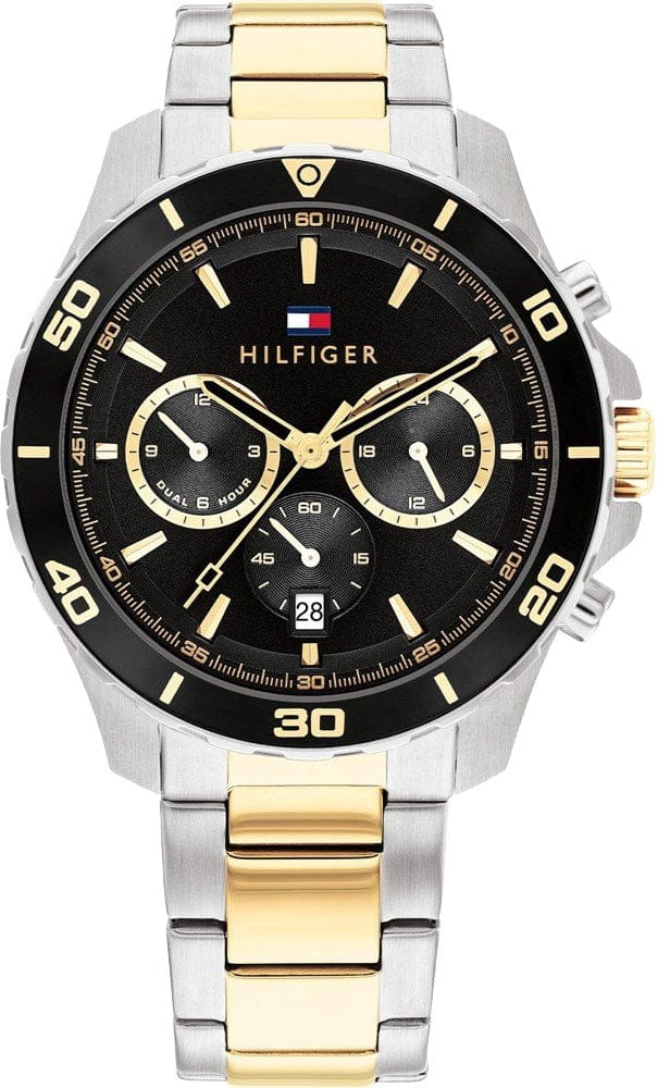 Tommy Hilfiger Jordon Chronograph Black Dial Two Tone Steel Strap Watch For Men - 1792095